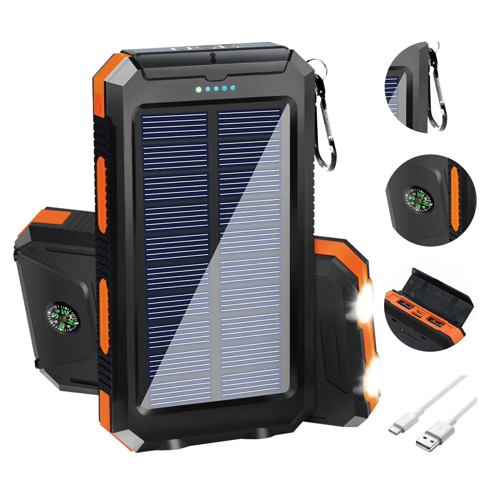 Solar Emergency Charger - بنك طاقة شمسي مقاوم للماء بسعة