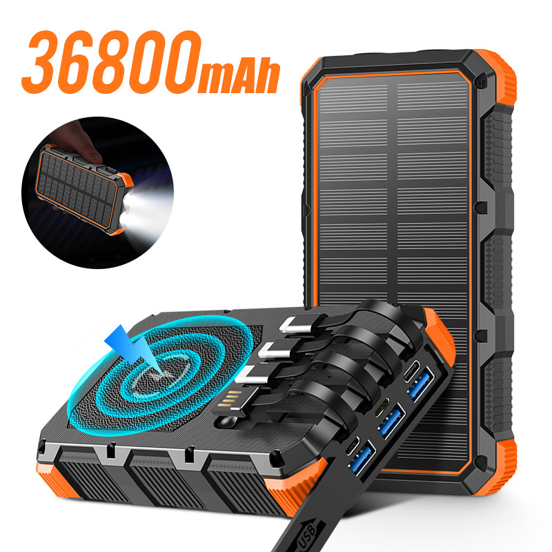بنك الطاقة الشمسية 36800mAh مع - مراجعة Solar Emergency Charger وسعره