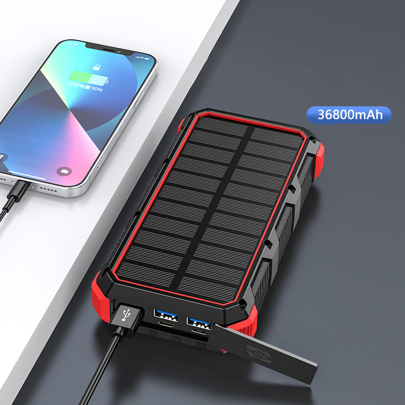 بنك الطاقة الشمسية 36800mAh مع - مراجعة Solar Emergency Charger وسعره